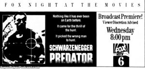PREDATOR- Television guide ad.
November 12. 1989.