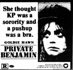PRIVATE BENJAMIN- Newspaper ad. November 16, 1980.