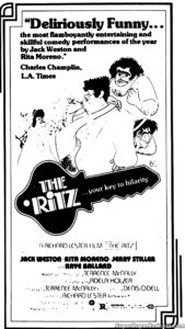 THE RITZ- Newspaper ad.
November 1, 1976.