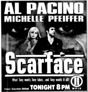 SCARFACE- Television guide ad. November 18, 1991.