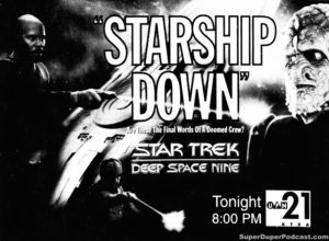STAR TREK DEEP SPACE NINE- Season 4, episode 07, Starship Down television guide ad. November 12. 1995.