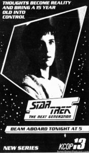 STAR TREK THE NEXT GENERATION- Season 1, episode 06, Where No One Has Gone Before television guide ad. November 1, 1987.