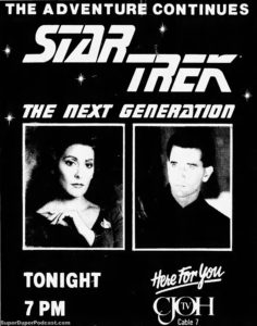 STAR TREK THE NEXT GENERATION- Season 3, episode 08, The Price television guide ad. November 18, 1989.