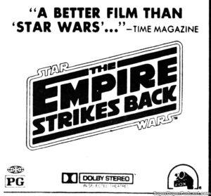 STAR WARS THE EMPIRE STRIKES BACK- Newspaper ad.
November 3, 1980.