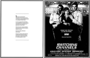 SWITCHING CHANNELS- Newspaper ad. November 12. 1987.