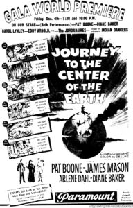 JOURNEY TO THE CENTER OF THE EARTH- Newspaper ad.
December 4, 1959.