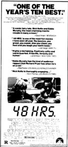 48 HRS- Newspaper ad. February 13, 1983.