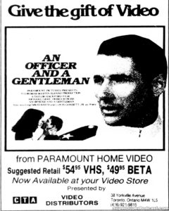 AN OFFICER AND A GENTLEMAN- Home video ad.
February 19, 1983.