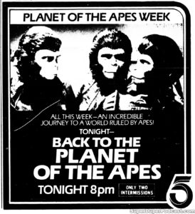 BACK TO THE PLANET OF THE APES- Television guide ad. February 13, 1984. February 13, 1983.
