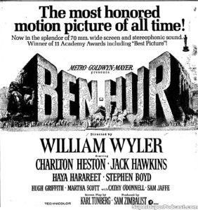 BEN-HUR- Newspaper ad.
February 16, 1969.