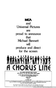 A CHORUS LINE THE MOVIE- Newspaper ad. February 29, 1976.