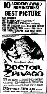 DOCTOR ZHIVAGO- Newspaper ad. February 27, 1966.