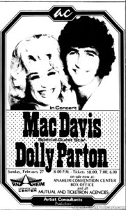 DOLLY PARTON- Newspaper ad.
February 27, 1977., 1979.
