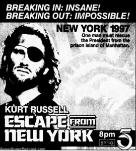 ESCAPE FROM NEW YORK- Television guide ad.
February 16, 1989.
