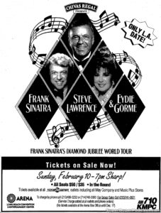 FRANK SINATRA- Newspaper ad. February 10, 1991.