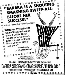 FUNNY GIRL- Newspaper ad.
February 23, 1969.
