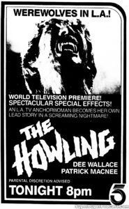 THE HOWLING- Television guide ad. February 22, 1984.