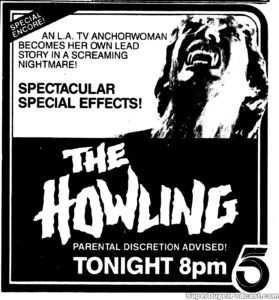THE HOWLING- Television guide ad.
February 25, 1984.