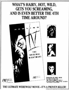 HOWLING IV- Home video ad. February 11, 1989.