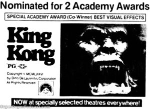 KING KONG- Newspaper ad.
February 20, 1977.