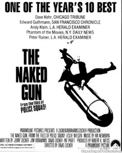 THE NAKED GUN FROM THE FILES OF POLICE SQUAD- Newspaper ad. February 12, 1989.