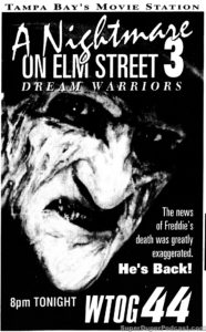 A NIGHTMARE ON ELM STREET 3 DREAM WARRIORS- Television guide ad. February 21, 1992.