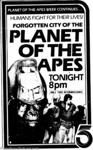 FORGOTTEN CITY OF THE PLANET OF THE APES- Television guide ad. February 14, 1984.