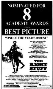 THE RIGHT STUFF- Newspaper ad. February 18, 1984.