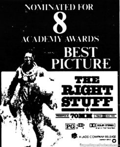 THE RIGHT STUFF- Newspaper ad. February 29, 1984.