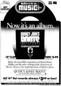 ROOTS- Newspaper ad. February 21. 1977.