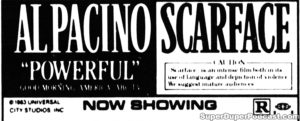 SCARFACE- Newspaper ad. February 29, 1984.