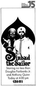 SINBAD THE SAILOR- Television guide ad.
February 20, 1970.