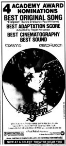 A STAR IS BORN- Newspaper ad. February 23, 1977.