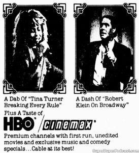 TINA TURNER- HBO television guide ad. February 29, 1988.