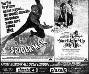 THE AMAZING SPIDER-MAN- UK newspaper ad. March 19, 1978.
