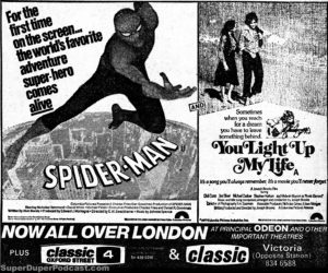 THE AMAZING SPIDER-MAN- UK newspaper ad. March 19, 1978.