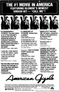 AMERICAN GIGOLO- Newspaper ad. February 29, 1980.