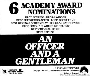 AN OFFICER AND A GENTLEMAN- Newspaper ad. March 24, 1983.