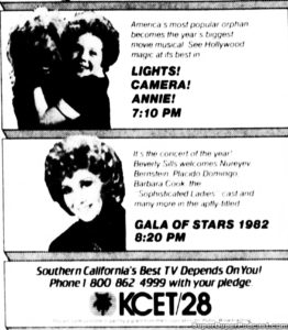 ANNIE- Newspaper ad. March 21, 1982.