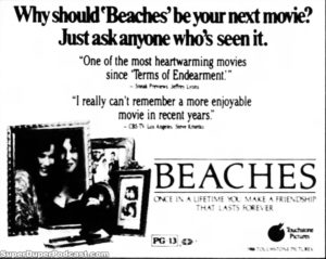 BEACHES- Newspaper ad. March 27, 1989.