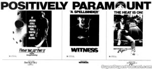 BEVERLY HILLS CO/ FRIDAY THE 13TH PART V A NEW BEGINNING/WITNESS- Newspaper ad. March 29, 1985.