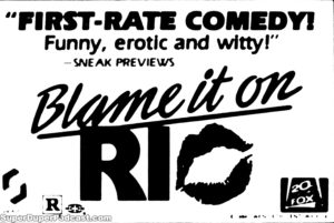 BLAME IT ON RIO- Newspaper ad. March 26, 1984.