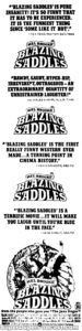 BLAZING SADDLES- Newspaper ad. March 21, 1974.