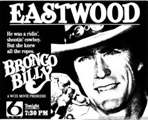 BRONCO BILLY- Television guide ad. February 29, 1988.
