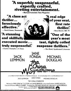 THE CHINA SYNDROME- Newspaper ad. March 23, 1979.