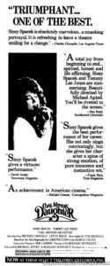 COAL MINER'S DAUGHTER- Newspaper ad. March 18, 1980.