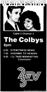 THE COLBYS- Television guide ad. March 4, 1987.