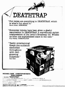 DEATHTRAP- Newspaper ad. March 21, 1982.
