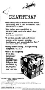 DEATHTRAP- Newspaper ad. March 28, 1982.