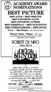 THE DEER HUNTER- Newspaper ad. March 23, 1979.